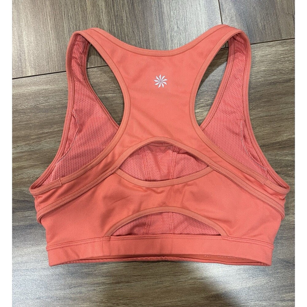 Athleta Ultimate Racerback Sports Bra Womens Size Small Coral Orange Double Dare - Picture 4 of 6